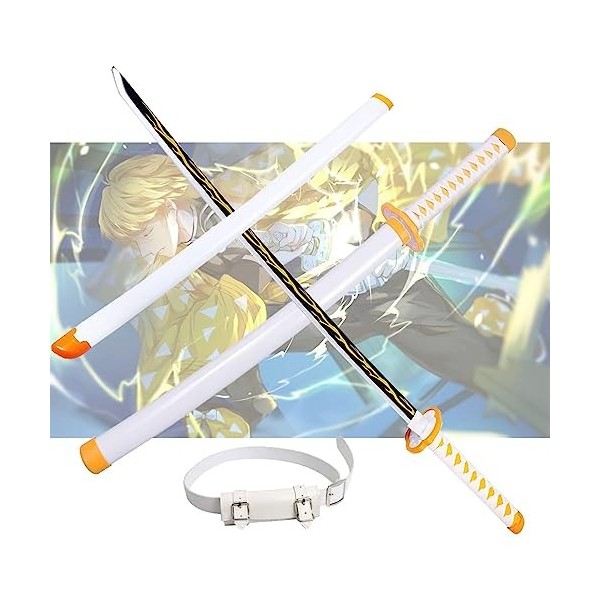 Épée En Demon Slayer Katana 76cm/104cm Épée De Samouraï Danime Japonais Lame En Bois Pour Agatsuma Zenitsu Cosplay Sabre, En