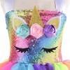 inhzoy Enfant Déguisement de Licorne Princesse Fée pour Fille Tutu Robe avec Lumières Brillant + Bandeau de Licorne Halloween