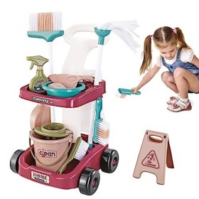 Ensemble De Nettoyage Jouets | Jouet De Chariot De Nettoyage Pour enfant | Kit De Jeu De Simulation De Nettoyage | Ensemble D