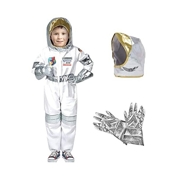skyllc Costume dastronaute avec casque astronaute, gants de fashing, costume pour enfants, garçons, Halloween, cosplay, anni