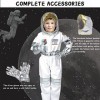 skyllc Costume dastronaute avec casque astronaute, gants de fashing, costume pour enfants, garçons, Halloween, cosplay, anni