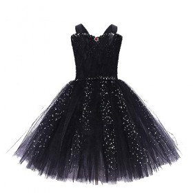 Xiaojiu DéGuisement Enfant Fille Deguisement De Sorciere,Costume Halloween Enfant Fille Robe Fille Rouge Black Costume Jupe N