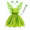 IMEKIS Filles Fée Clochette Robe de Fée Costume Vert Deluxe Enfant Costume Avec Ailes de Papillon Baguette Magique Bandeau Ca