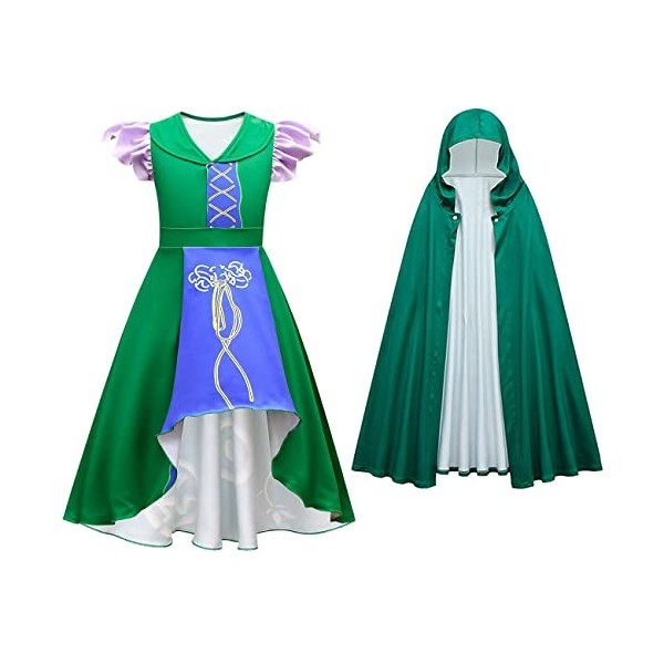 Odizli Costume dHalloween pour enfant fille Hocus Pocus sorcière en velours Robe en tulle + cape Carnaval Cosplay, Winnifred