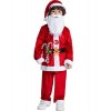 IKALI Costume de père Noël pour garçons costume de père Noël pour enfants cadeau de fête chapeau barbe blanche 4-6 ans