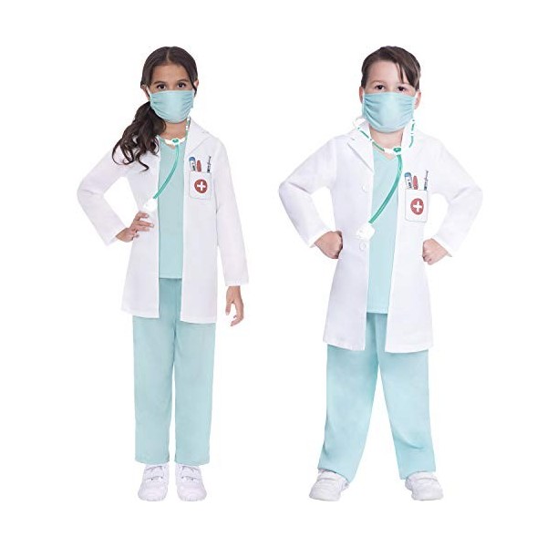 amscan 9907238 Costume de médecin pour fille et garçon 3-4 ans