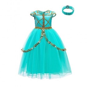 Belle & Moana® Robe Princesse pour Filles, Déguisement Jasmine des Neiges pour Filles, Robe Princesse Filles pour Fêtes, Anni