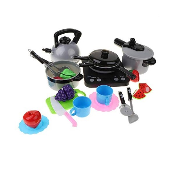 Backbayia Batterie De Cuisine Ensemble de Jeu DImitation en Plastique pour Filles Enfants