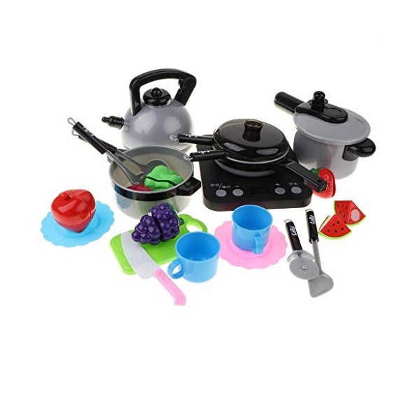 Backbayia Batterie De Cuisine Ensemble de Jeu DImitation en Plastique pour Filles Enfants