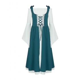 ranrann Robe Renaissance Fille Enfant Déguisement Médiéval Princesse Costume dHalloween Fête Carnaval Cosplay 5-16 Ans A Ver