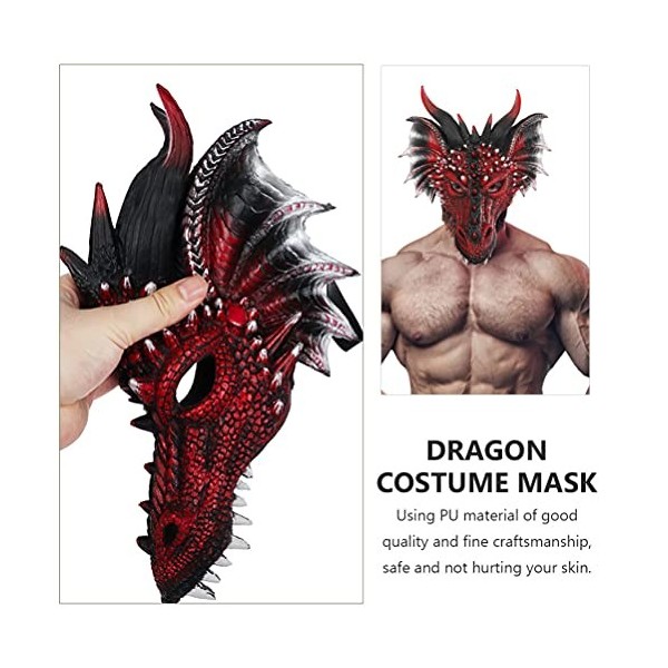 TOYANDONA Masque effrayant en forme de dragon rouge 3D pour adultes et enfants