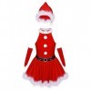 IEFIEL Déguisement Noël Elfe Enfant Fille Noël Lutin Robe de Princesse Cérémonie et Chapeau Noël Ensemble Costume Nouvel An N