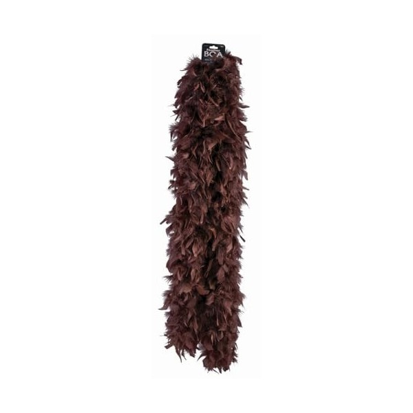 MIMIKRY Long boa en plumes - Dinde - Oiseau - Marron - 240 cm - 65 g - Accessoire de costume - Plumes - Hibou