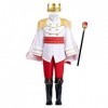 IDOPIP Déguisement Prince Charmant Enfant, Costume de Robe et Costume de Roi Enfant Fantaisie pour Garçons Anniversaire Hallo