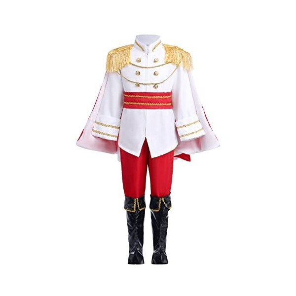 IDOPIP Déguisement Prince Charmant Enfant, Costume de Robe et Costume de Roi Enfant Fantaisie pour Garçons Anniversaire Hallo