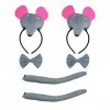 Tendycoco Lot de 2 ensembles de tête de souris et queue danimaux, oreilles de souris, queue et nœud papillon pour costume de