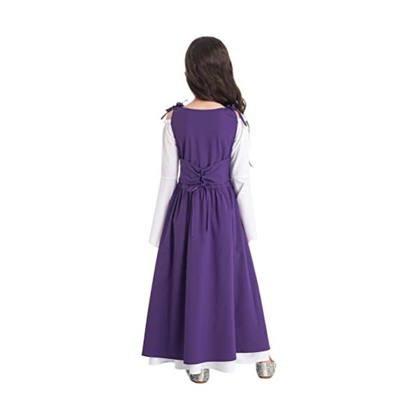 dPois Enfant Fille Deguisement Médiévale Renaissance Longue Robe Victorien Halloween Vintage Robes Gothique Costume Cosplay C