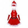 Oyolan Enfant Fille Déguisement Lutin de Noël Robe Velours/Paillette Costume Noël Tenue Cosplay Mère Noël Spectacle 3-14 Ans 