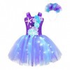 YiZYiF Enfant Fille Déguisement Licorne Sirène Robe Princesse Tutu Jupe avec Lumineuse LED Cosplay Costume Halloween Carnaval