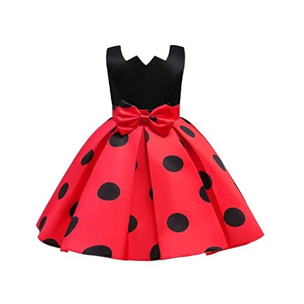 Lito Angels Deguisement Ladybug Coccinelle Enfant Fille, Robe à Pois Rouge et Noir Taille 2-3 ans