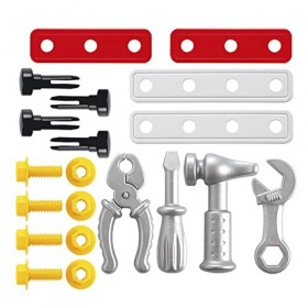 Jouets Ecoiffier – 2381 - Diable + boîte à outils pour enfants Mecanics – Jeu de bricolage – 20 pièces – Dès 18 mois – Fabriq