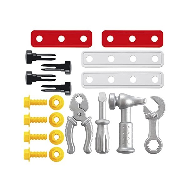 Jouets Ecoiffier – 2381 - Diable + boîte à outils pour enfants Mecanics – Jeu de bricolage – 20 pièces – Dès 18 mois – Fabriq