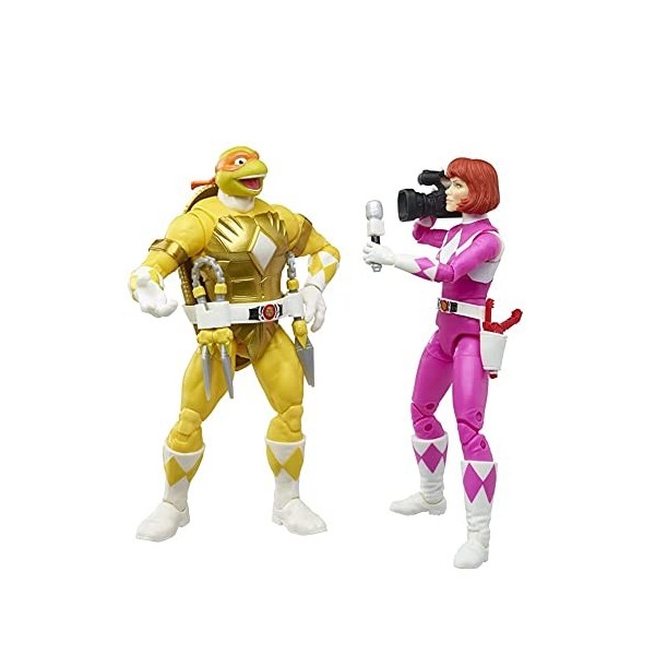 Hasbro Power Rangers Lot de figurines daction Tortues Ninja Mike as Yellow April as Pink F29675L00