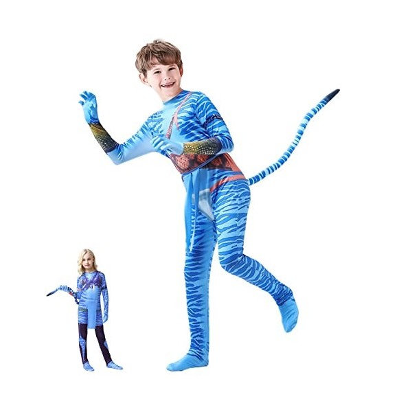 DONY Costume Avatar pour Enfant,Costume Combinaison DHalloween Cosplay VêTements de FêTe DAnniversaire Carnaval GarçOn Fill
