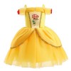 Lito Angels Deguisement Robe Princesse Belle Costume de Belle et la Bête pour Enfant Fille Taille 7-8 ans, Jaune