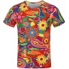 COSAVOROCK Costume Années 60s 70s Rétro Hippie T-Shirts pour Homme Multicolore Floral XL