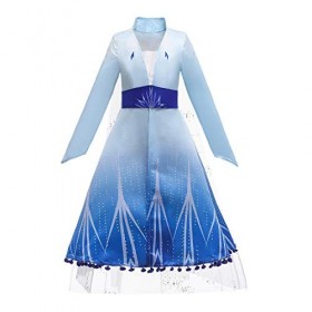 Lito Angels Deguisement Robe Reine des Neiges 2 Princesse Elsa Costume Aventure Enfant Fille, Manteau avec Cape Halloween Fêt