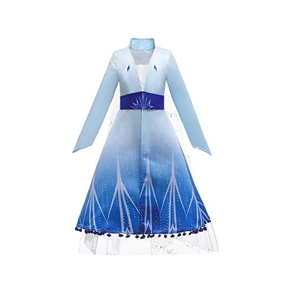 Lito Angels Deguisement Robe Reine des Neiges 2 Princesse Elsa Costume Aventure Enfant Fille, Manteau avec Cape Halloween Fêt