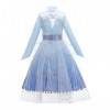 Lito Angels Deguisement Robe Reine des Neiges 2 Princesse Elsa Costume Aventure Enfant Fille, Manteau avec Cape Halloween Fêt