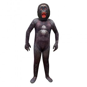 King Kongs Costume pour enfants Cosplay Halloween Combinaison complète Jeu de rôle en orang-outan Body pour garçons - Noir - 