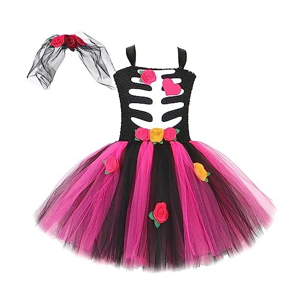 Xiaojiu DéGuisement Enfant Fille Costume Halloween Sorciere Fille,Chapeau Noir Enfant Robe Bebe Robe Enfant Fille Jupe Longue