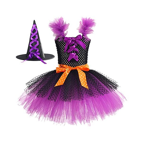 Spritumn-Home Deguisement Halloween Fille Costume Halloween Enfant DéGuisement DHalloween Mignon De SorcièRe Conte De FéE En