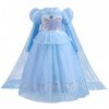 Robe Princesse Fille Elsa Déguisement avec Couronne Princesse Collier Ensemble Jupe Tulle Longue Robe Elsa Reine des Neiges p