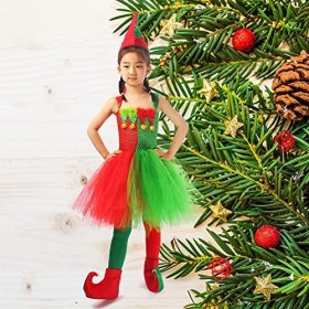 IMEKIS Costume de Père Noël pour Enfants Filles Costume de Noël de lElfe du Renne et du Bonhomme de Neige Robe Sans Manches 