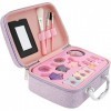 Deuson Kit de jouets de maquillage pour enfants - Lavable et réutilisable - Avec sac cosmétique portable - Princesse - Jeu de