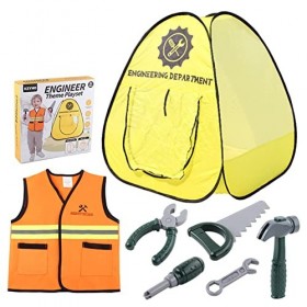 Shenrongtong Gilet de Construction pour,Ensemble de Jouets de Jeu de rôle - Tenue de carrière de Constructeur d, vêtements d