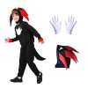 DreamJing Costume Sonic le hérisson pour enfants garçons comprenant une combinaison, un bandeau et des gants, un jeu de simul