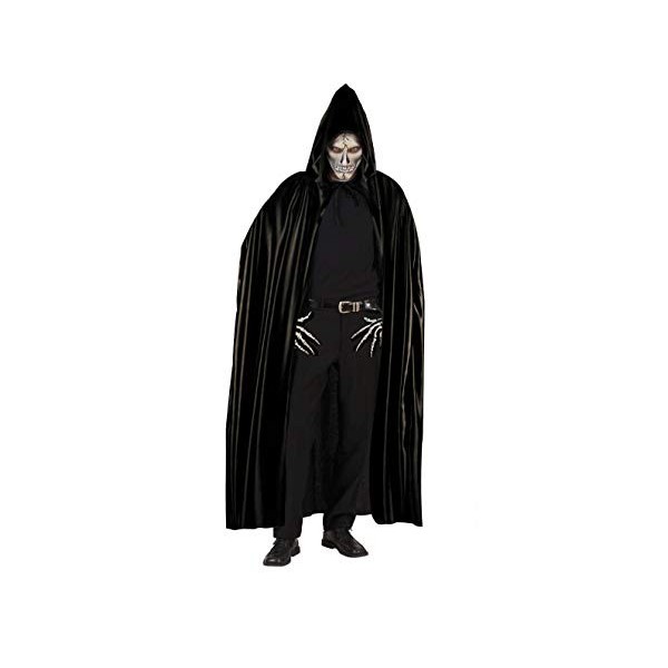 COOLMP Cape Noire avec Capuche Adulte - Taille Unique - Accessoires de fête, Costume, déguisement, Jeux, Jouets