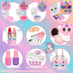 Maquillage Enfant Fille -&nbsp;Maquillage Enfant Jouet Filles, Non Toxique Lavable Malette Maquillage Enfant Barbie Licorne Jouet 