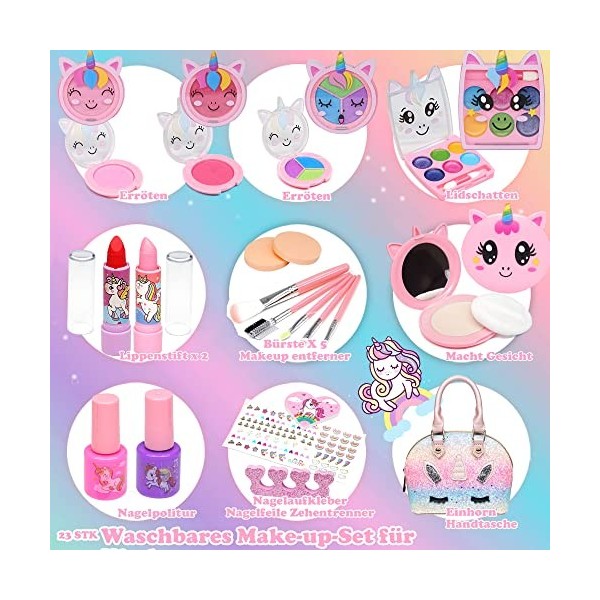 Maquillage Enfant Fille - Maquillage Enfant Jouet Filles, Non Toxique Lavable Malette Maquillage Enfant Barbie Licorne Jouet 