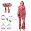 EUBSWA Lot de 5 vêtements hippie pour femme - Haut des années 60 et 70 - Pantalon évasé - Costume hippie pour fille - Tenue d