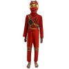 laughZuaia Costume de guerrier ninja pour garçons, enfants, Halloween, cosplay, fête, jeu de rôle pour enfants 130, vert 