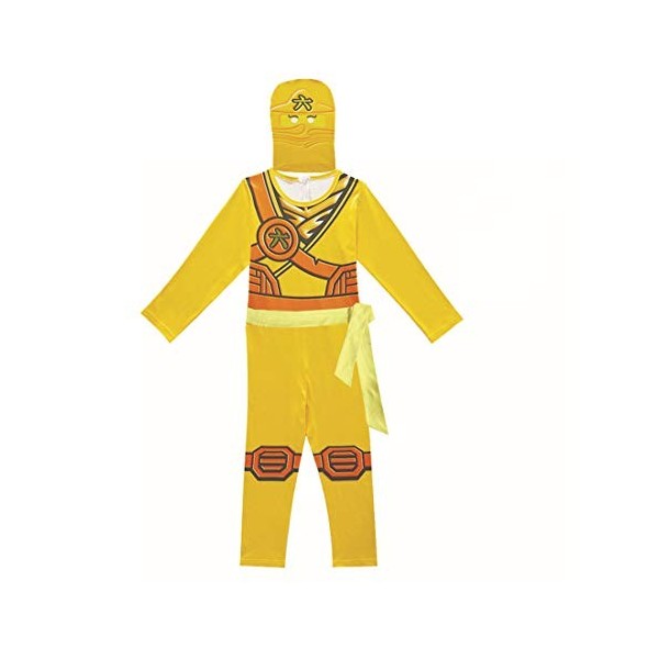 laughZuaia Costume de guerrier ninja pour garçons, enfants, Halloween, cosplay, fête, jeu de rôle pour enfants 130, vert 