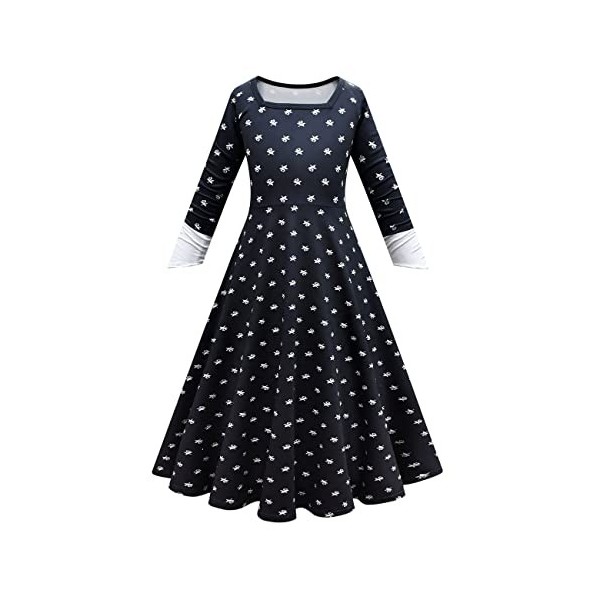 IBTOM CASTLE Costume de Wednesday Addams Filles,Robe de mercredi Addams pour enfants - Robe noire à col claudine pour le carn