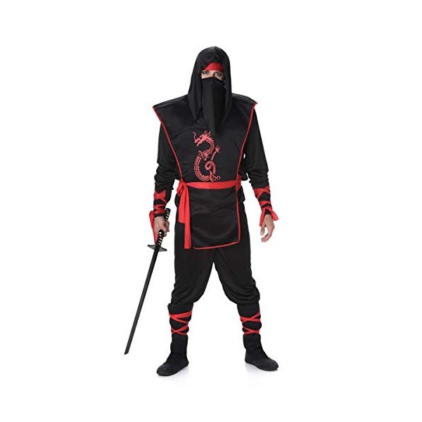 Karnival Costumes Ninja-Kostüm Für Herren – Gr. L, Inkl. Oberteil, Hose, Tunika & Zubehör