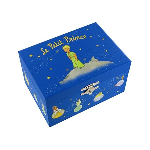 Boîte à musique/coffret musical/boîte à bijoux musicale Trousselier en bois avec Le petit prince de Saint-Exupéry et le renar